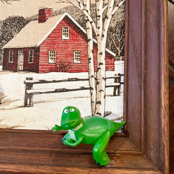 Toy Story's Rex & Bullseye x Vintage Kay Dee Handprints Linen Altered Art - Picture 3 of 7